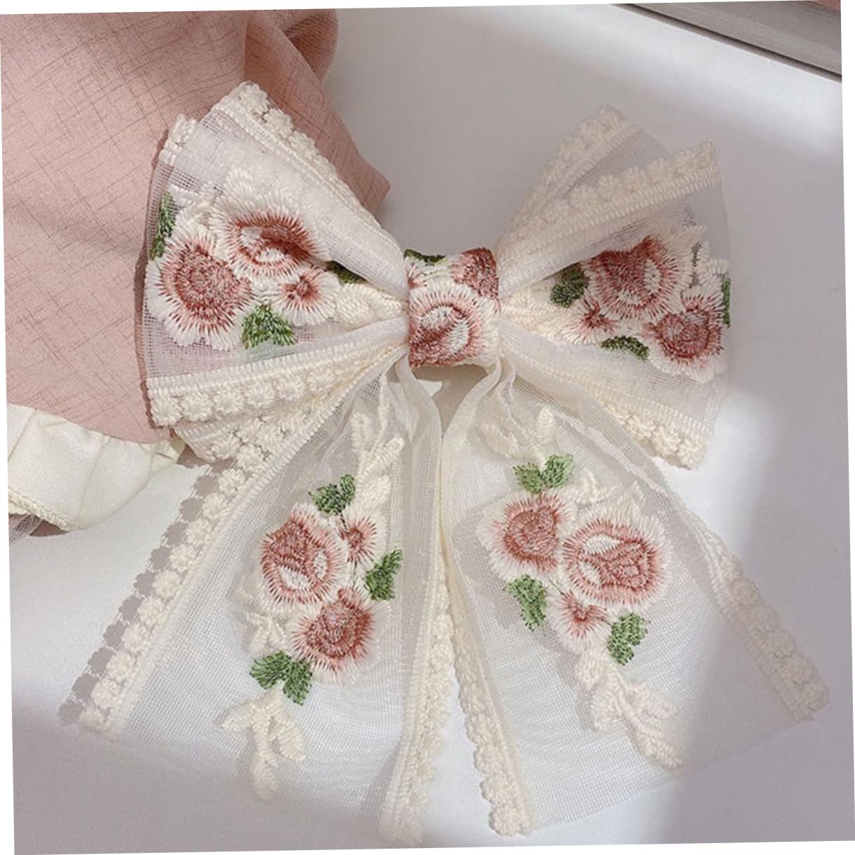 VILLCASE 4 Rollos Material De Accesorios Para El Cabello De Encaje Rosa Bordado Ribete De Encaje Rojo Decoración Artesanía Bralette De Apliques De Bordado De Cinta Tela