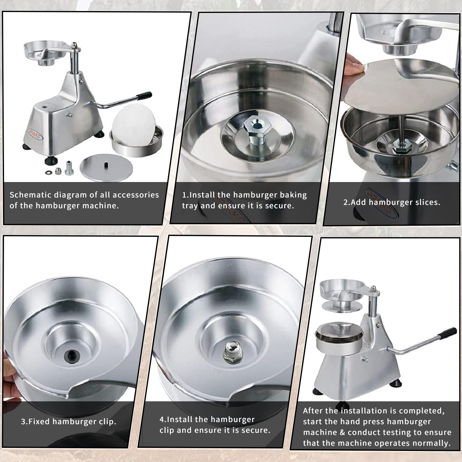 Macchina per Hamburger Commerciale, Burger Patty Pressa da 130 mm, Pressa per Hamburger in Acciaio Inox Alimentare, Pressa per Hamburger per Esterni, Cucine Scolastiche, Hotel, Ristoranti