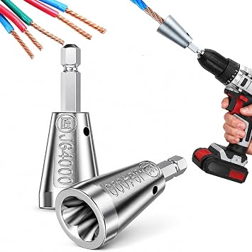 Wire Twister Tool for Drill, 2026 Upgraded 40Cr Steel Wire Connector Twisting Tool with Observation Port, 6 mm Hex Shank for 922 AWG / 1.56 mm2 Wires, 2 Pack