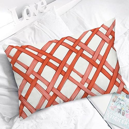 Miniatura 3 de Funda de almohada geométrica naranja a cuadros Coral Chinoiserie Euro Funda de almohada Funda de cojín abstracta 12x20in Funda de almohada