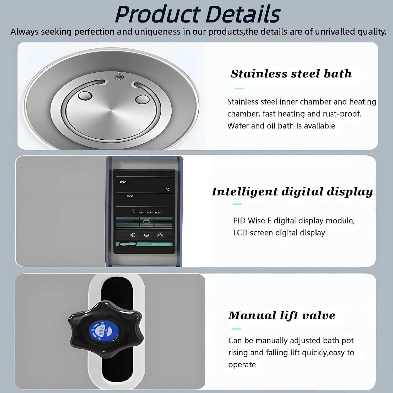2L/3L/5L Digital Thermostatic Water Bath,Lab Oil and Water Bath,with Stainless Steel Liner, LED Display, and Precise Temperature Control,for Chemistry, Chemistry Engineering, Pharmaceuticals(5L)
