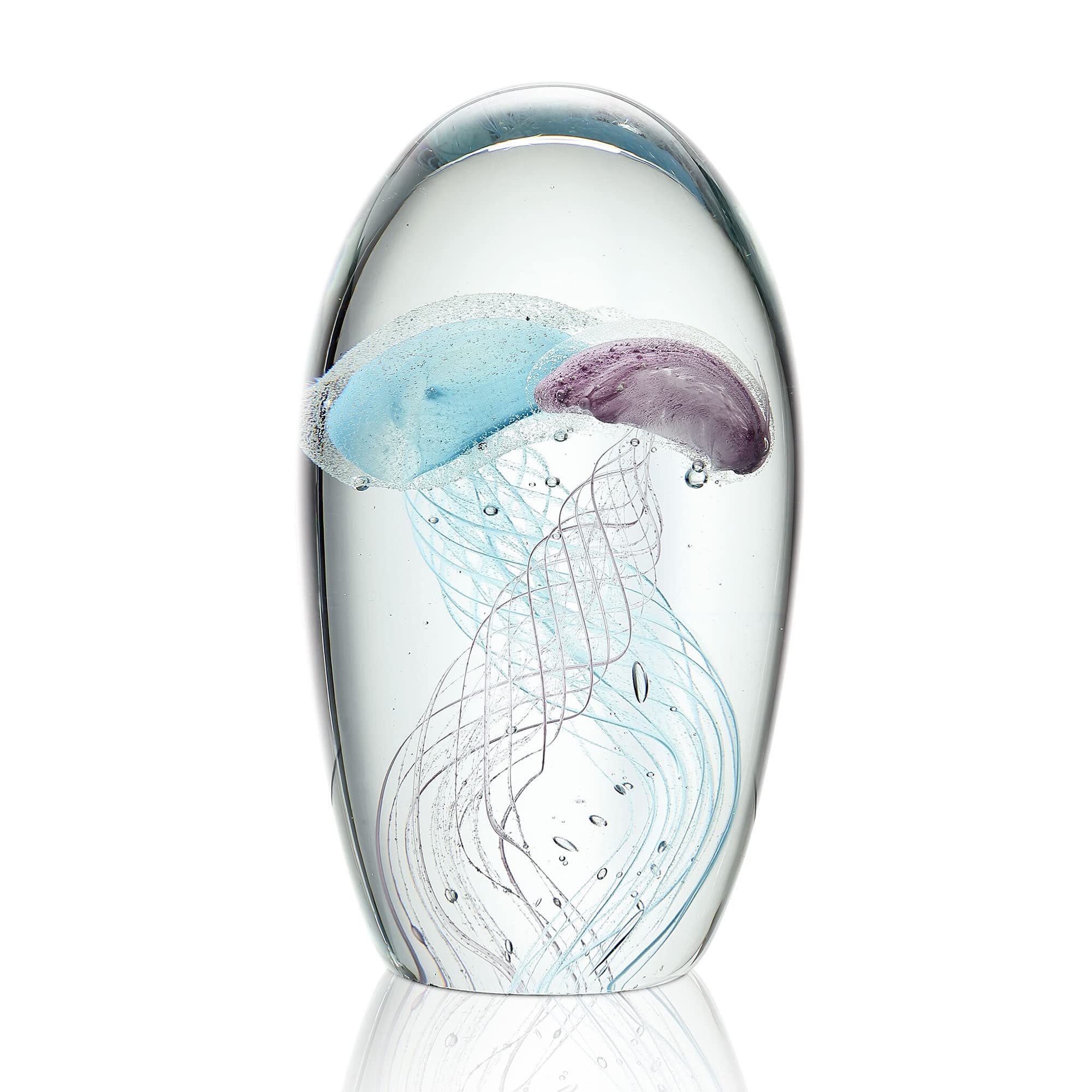 Figurine méduse en verre bleu et violet SPI Home 58074, statuette decorative de 15 x 10 cm