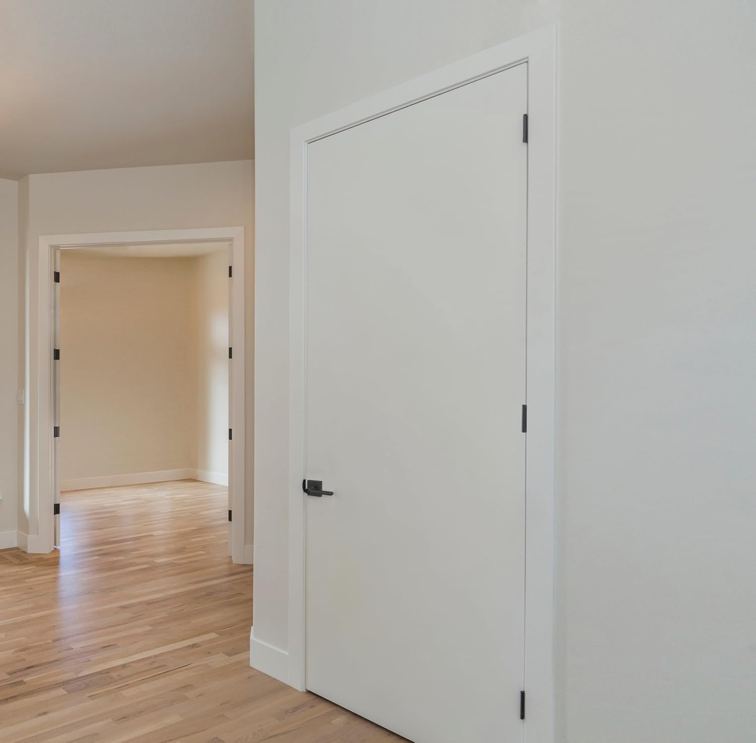 30 in. x 80 in.Left-Handed Solid Core White Primed Composite Single Prehung Interior Door Flush Panel Bronze