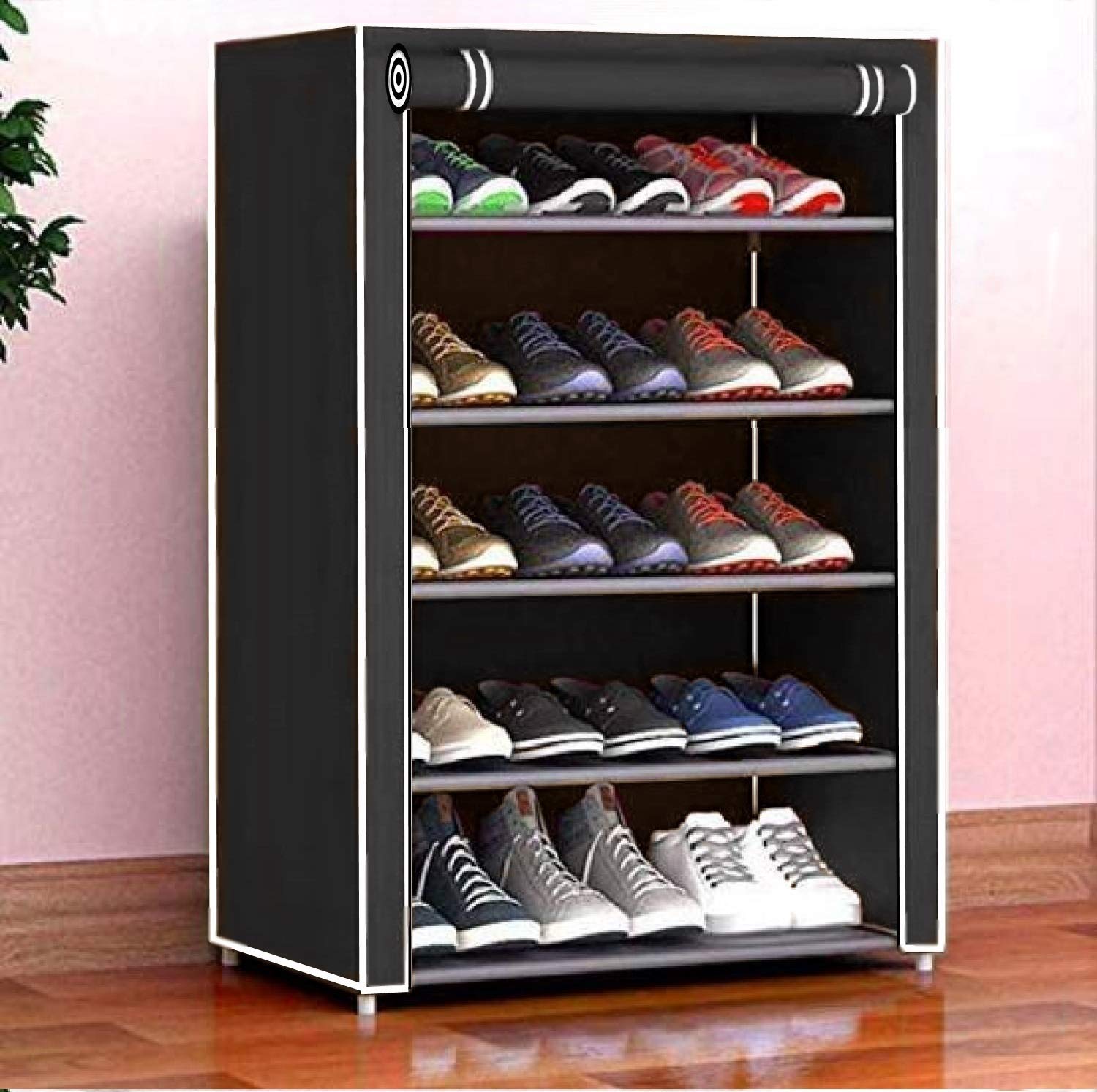 CMerchants Smart Buy Home Utility Portable Space Saving 5 Layer Shoe Rack Organizer Stand (Black, Metal)-image-18