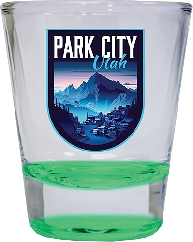 R and R Imports Park City Utah Souvenir - Vaso de chupito redondo de 1.5 onzas, color azul A