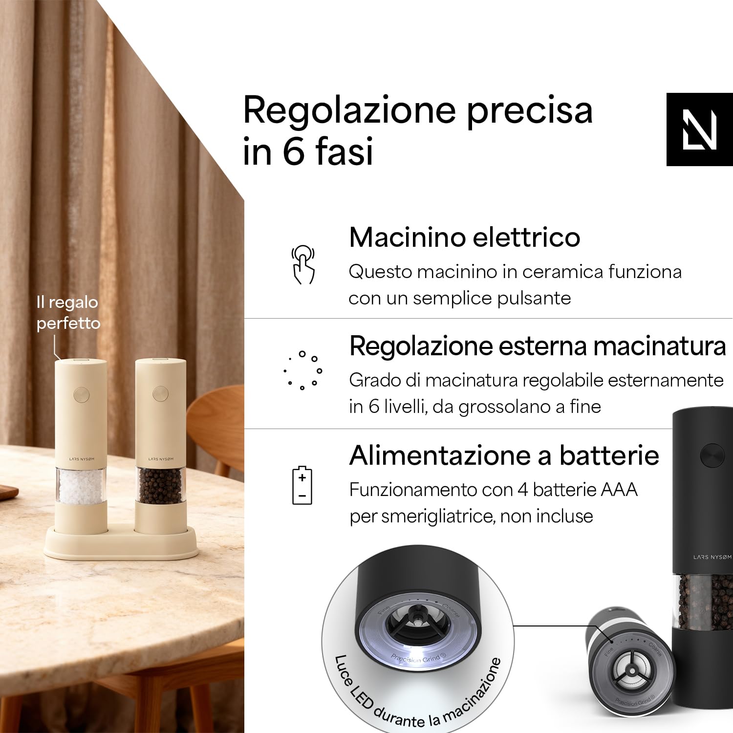 Salter Harper – Set Di Mulini Per Sale E Pepe In Acrilico E Legno, Macinatura Regolabile, Ceramica