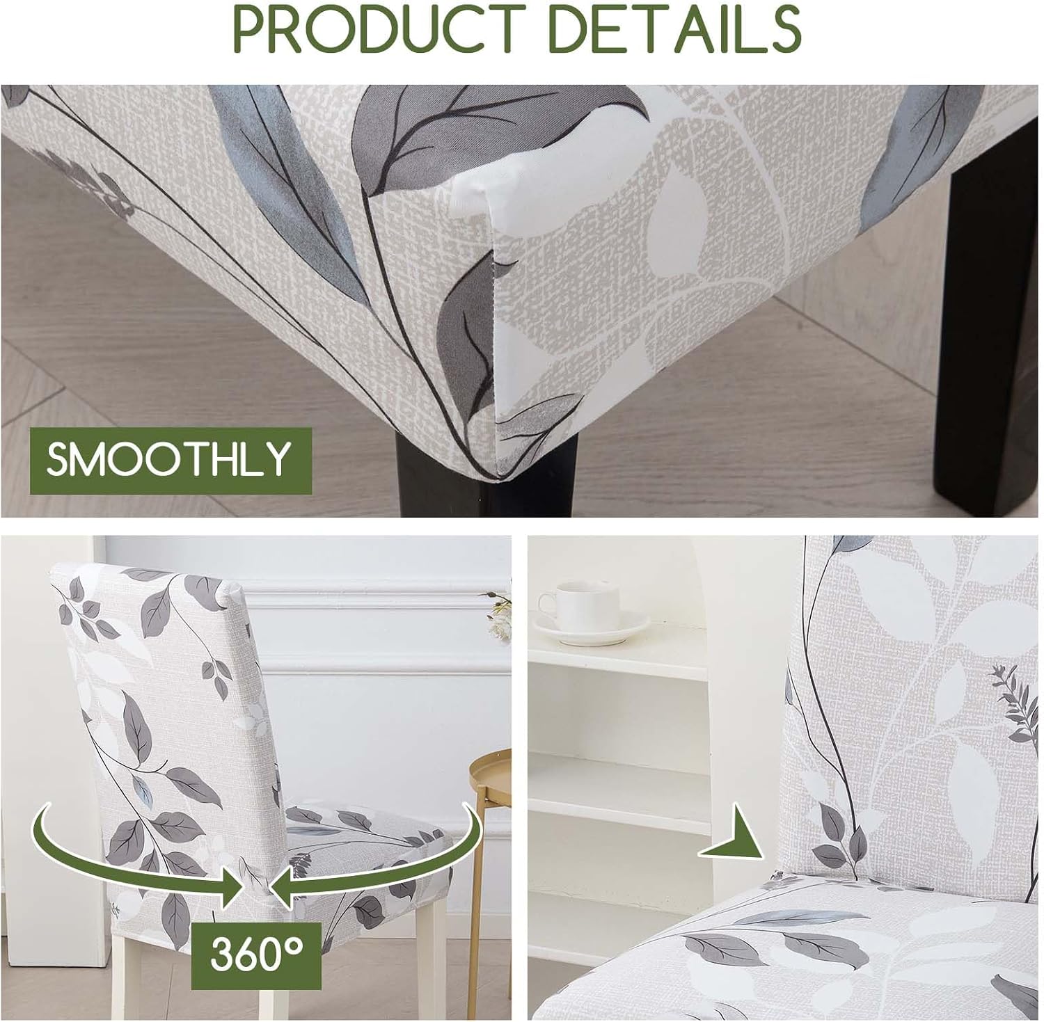 HAOYONG Waterproof Dining Room Chair Cover Set Printed Chair Slipcover Washable Parsons Chair Slipcover Removable Seat Protector for Dining Room Hotel Restaurant - 4 PCS Chair Cover+1 PC Bench Cover