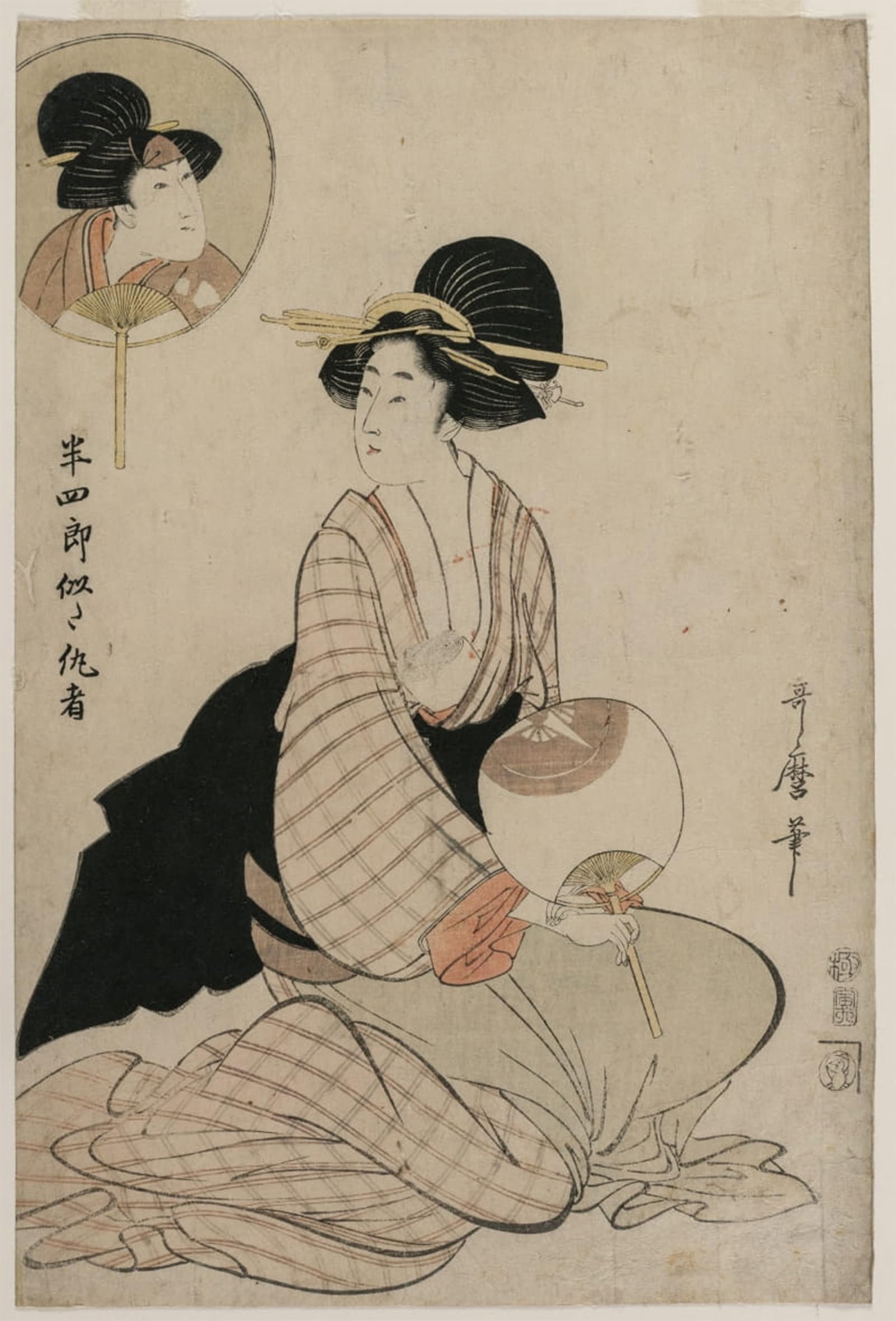 Pintura de lienzo decorativo de alta calidad con diseño vintage Ohisa de Kitagawa Utamaro 5