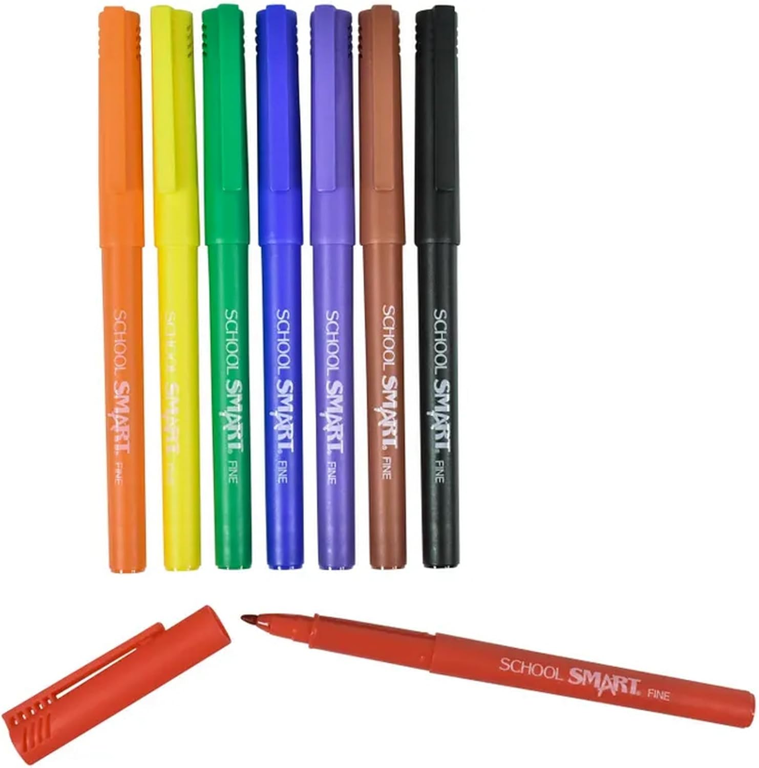 School Smart Non-Toxic Water Based Felt Tip Pen, 0.85 mm Fine Tip, Assorted Color, Pack of 8 - (Case of 2)