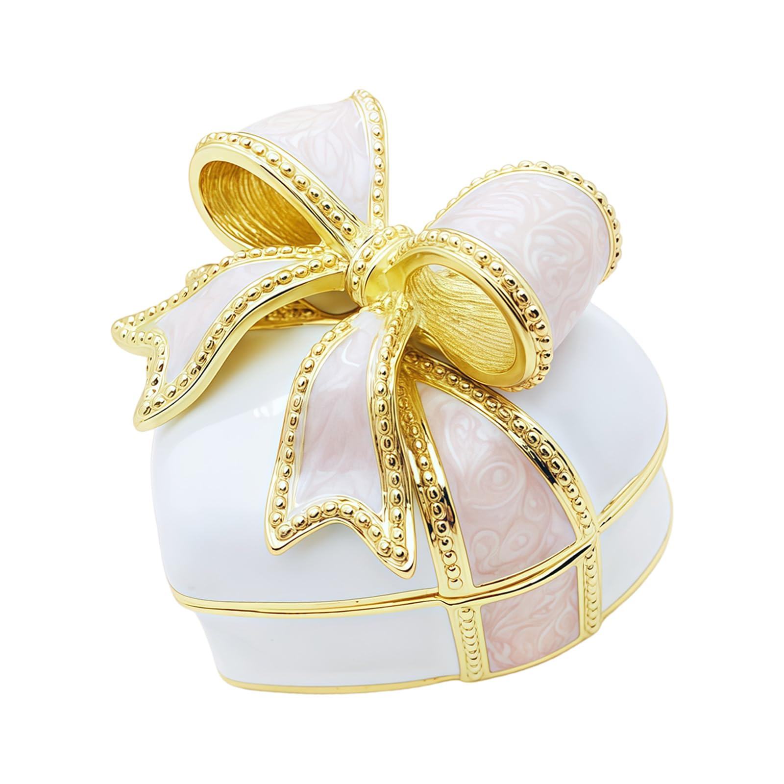 carotoe Unique Heart Bowknot Styles Enameled Jewelry Box Sturdy and Beautiful Household Decors Dainty Alloy Jewelry Container Alloy Storage Box