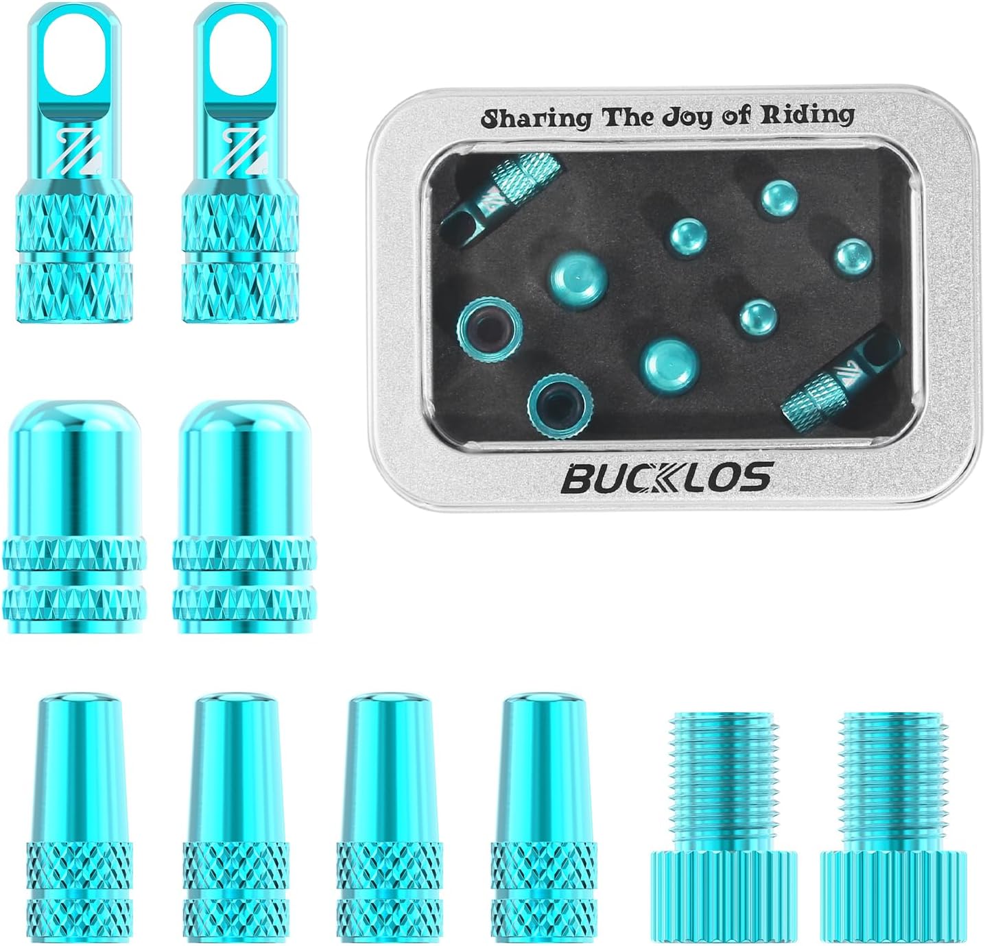 Set 10 tapones para válvulas de bicicleta BUCKLOS
