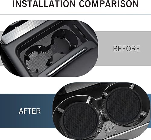 Miniatura 3 de Eratus 4 posavasos antideslizantes para consola central de automóvil, diseño de panal de abeja 3D, 2.77 x 0.23 pulgadas, portátil, grueso, PVC,