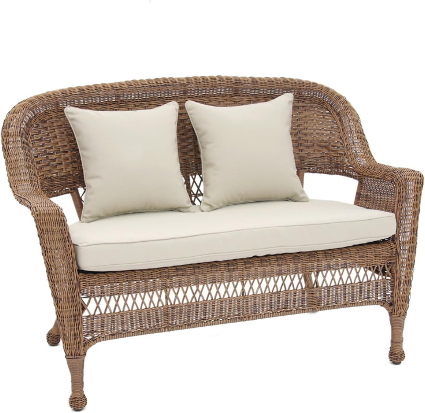 Jeco White Wicker Patio Love Seat