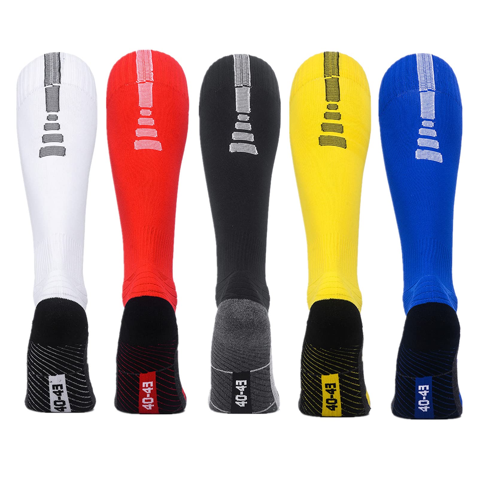 HULG 5 Paia di Calzini da Calcio Calzini Elasticizzati A Compressione Colorati Calzini Alti al Ginocchio Calzini da Calcio per Uomo Donna Adolescenti