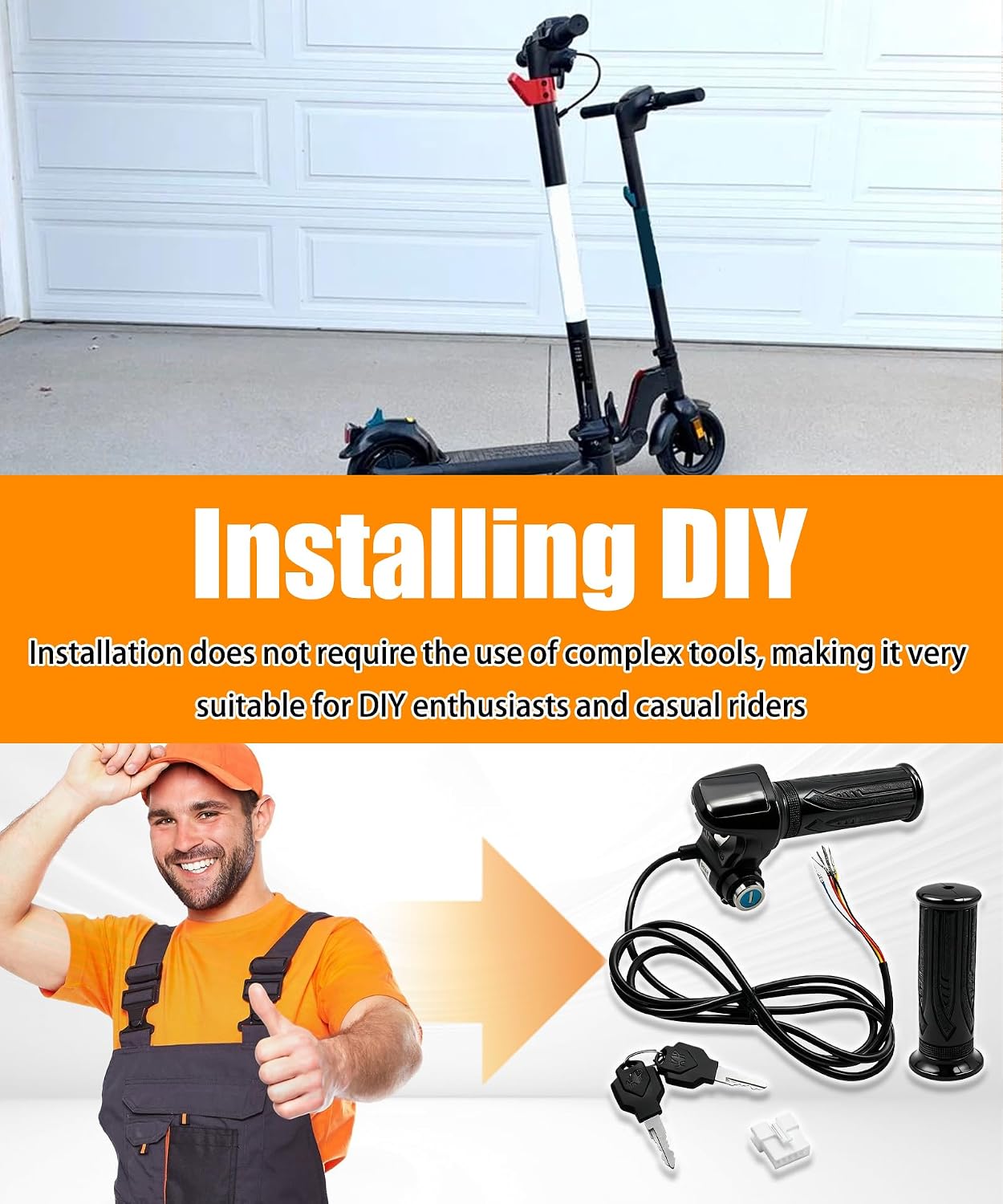 6 Pin Scooter Throttle Fits for Gotrax Flex Electric Scooter and Hoverfly Z5 Electric, with Battery Charge Display Kit 36V Ebike Scooter Throttle Parts