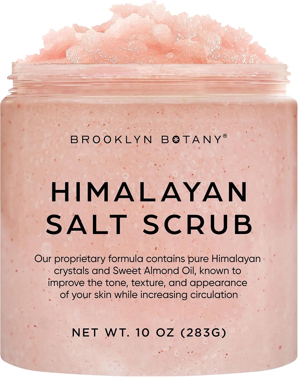 Exfoliante corporal con sal del Himalaya - Exfoliante corporal, facial, de manos y pies hidratante y exfoliante - Combate las estrías, líneas finas y arrugas - Grandes regalos para mujeres y hombres - 10 oz