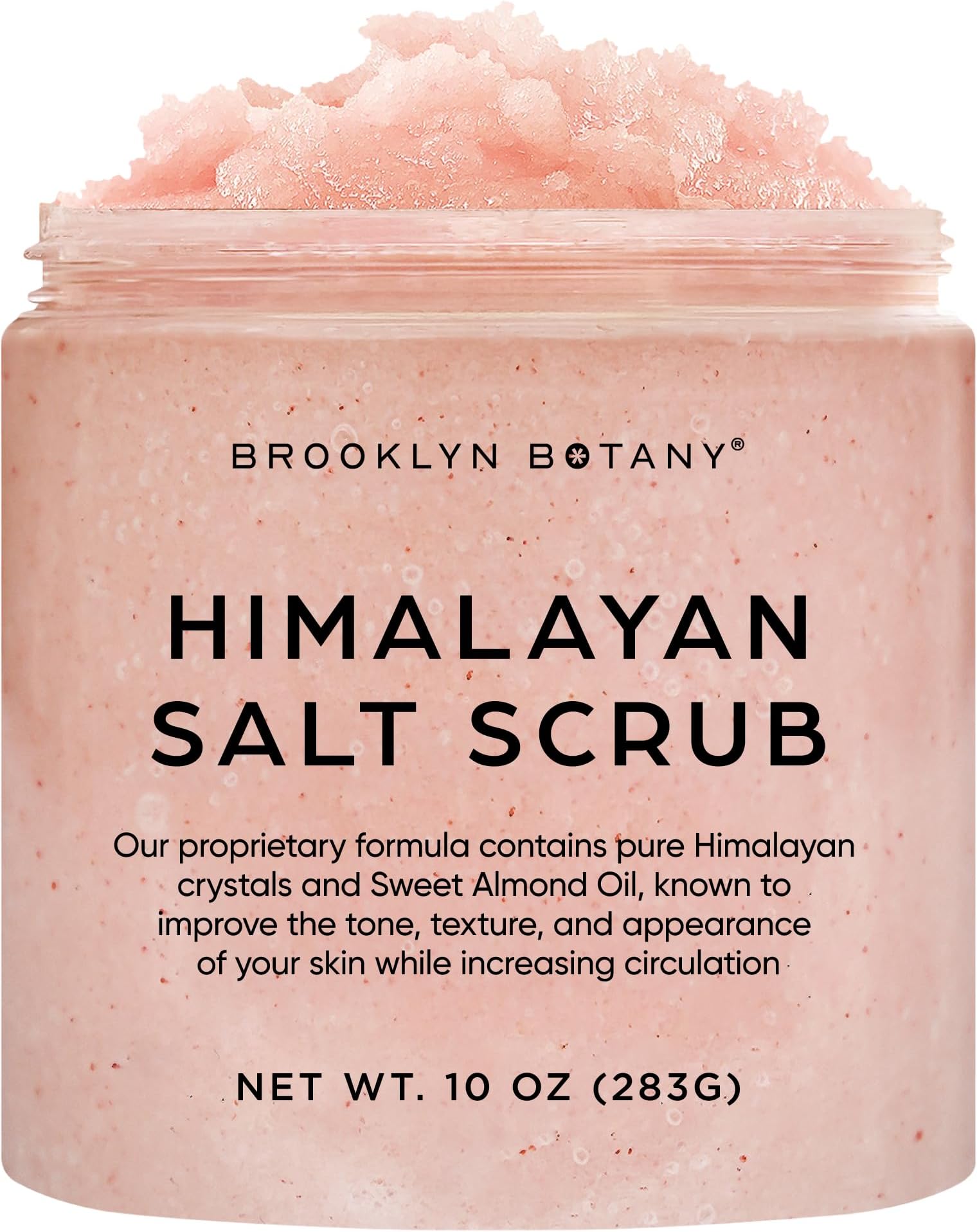 Brooklyn Botany Himalayan Salt Exfoliating Body Scrub 10 oz - All Natural Exfoliates, Moisturizes, and Cleanses With Sweet Almond Oil Promoting Radiant And Smooth Skin - Shower and Bath Exfoliator -