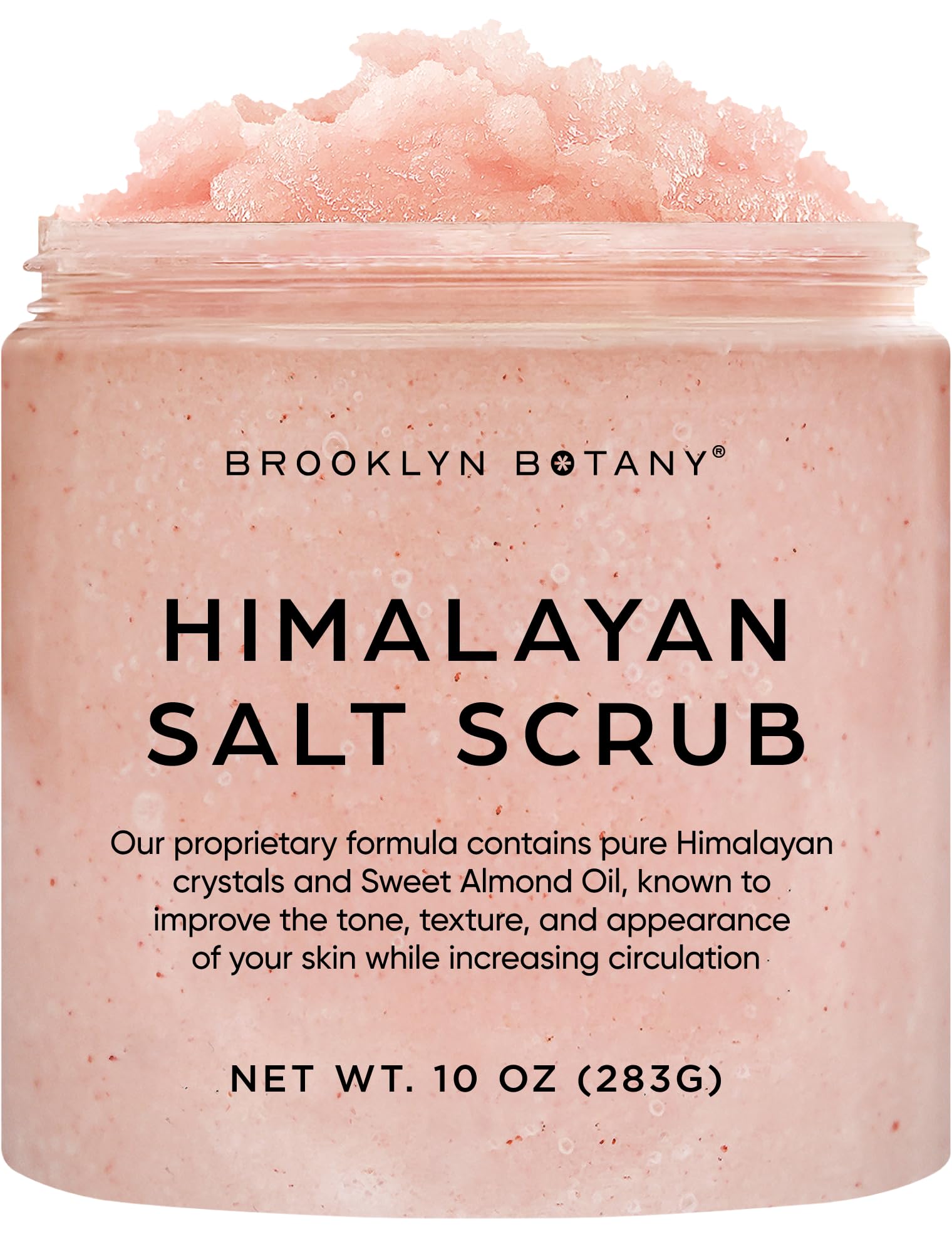Brooklyn Botany Himalayan Salt Body Scrub - Moisturizing and Exfoliating Body, Face, Hand, Foot Scrub - Fights Stretch Marks, Fine Lines, Wrinkles - Great Gifts for Women & Men - 10 oz