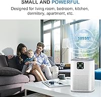 Vista 4 de Purificadores de aire para dormitorio, Honeyuan H13 HEPA purificador de aire para el hogar, habitación grande, 1095 pies cuadrados, purificadores