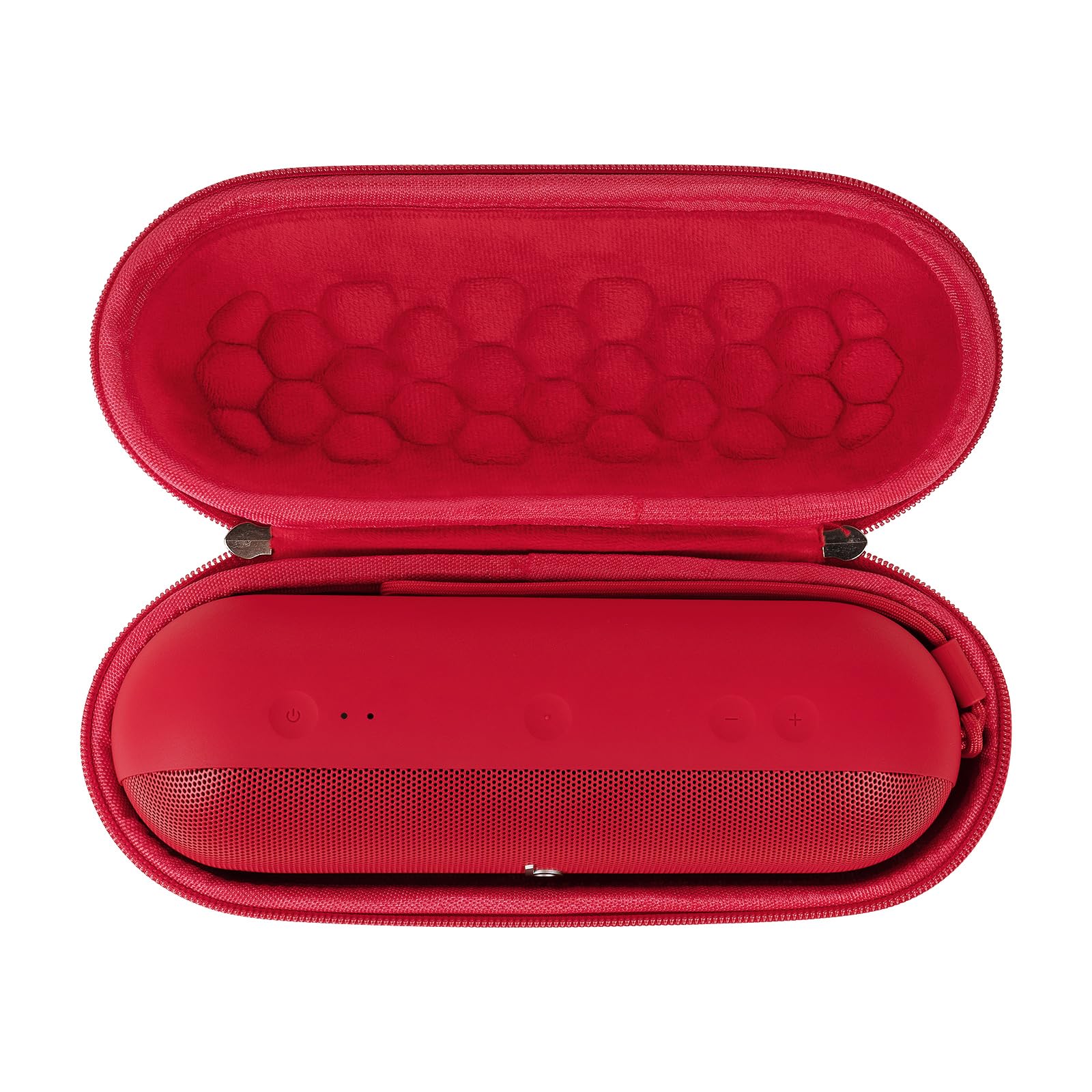 Geekria Shield Speaker Case Compatible with Beats Pill Case Cover, Replacement Hard Shell Portable Speaker Protective Carrying Bag with Keychain Hook (Red)