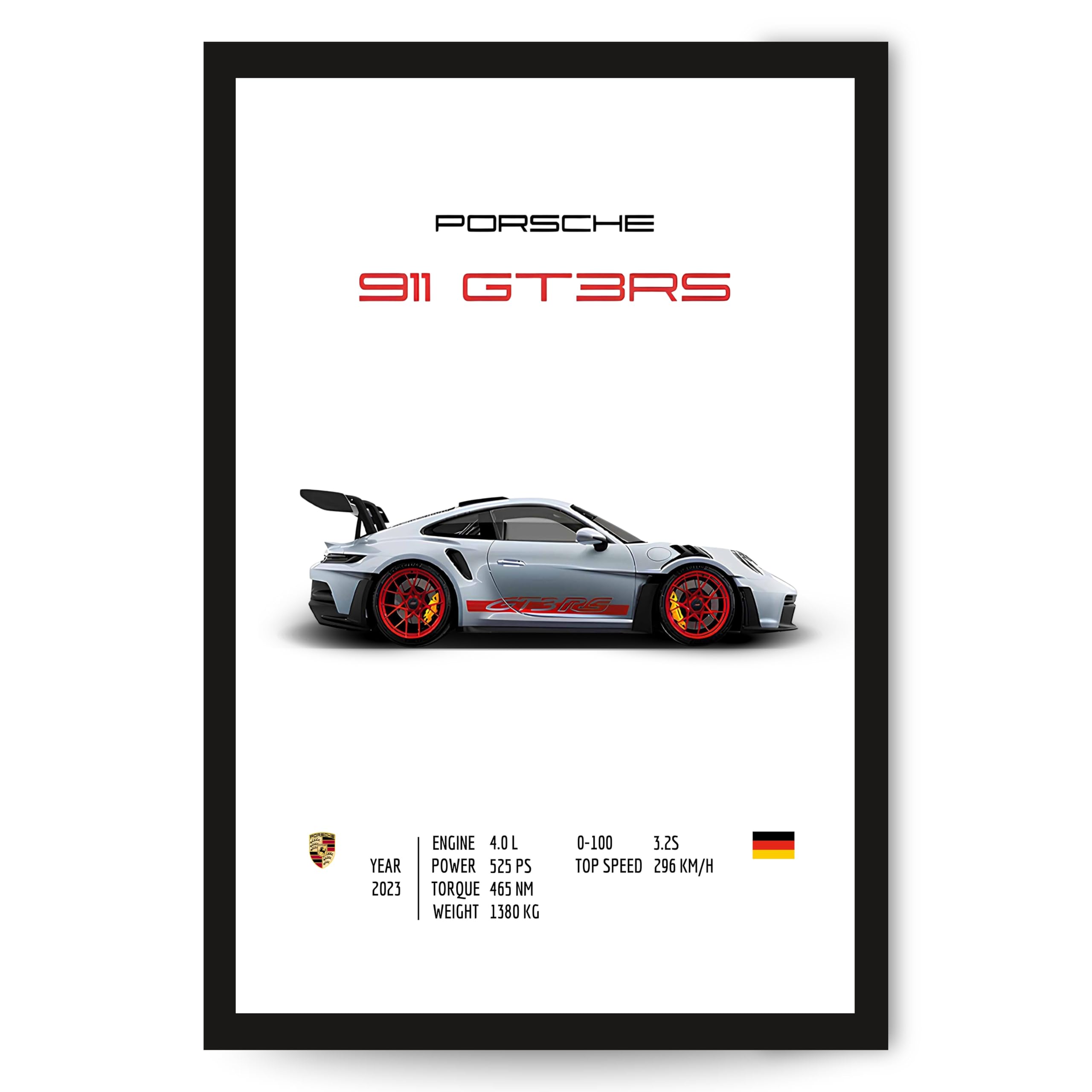 Posternet Sports Car Wall Frame 8x12 Inch | Premium Matte Black Frame with Acrylic Sheet | Modern Car Poster Wall Decor | Ready to Hang Lightweight Frame for Home, Office & Gifting