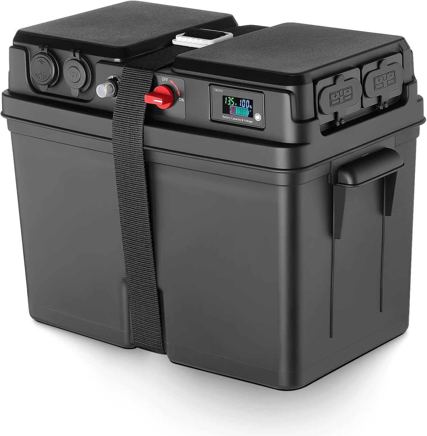 Group 24 27 Battery Case Portable Power Battery Box With USB & 12V Port ...