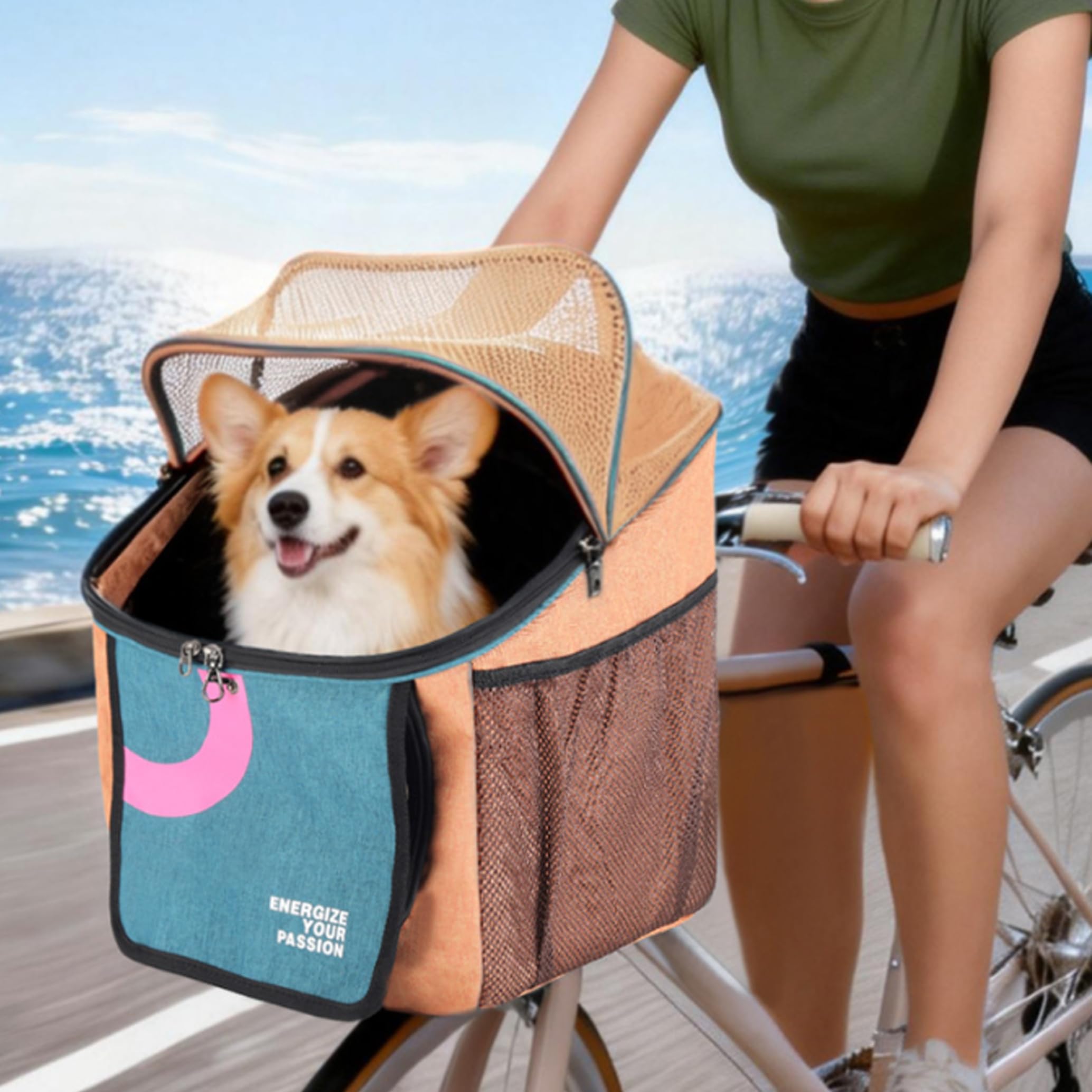 Panier de vélo pour chien et animal domestique, sac de transport convertible à dégagement rapide pour vélos/vélos électriques, multifonction comme sac à dos, sac à main et lit, orange