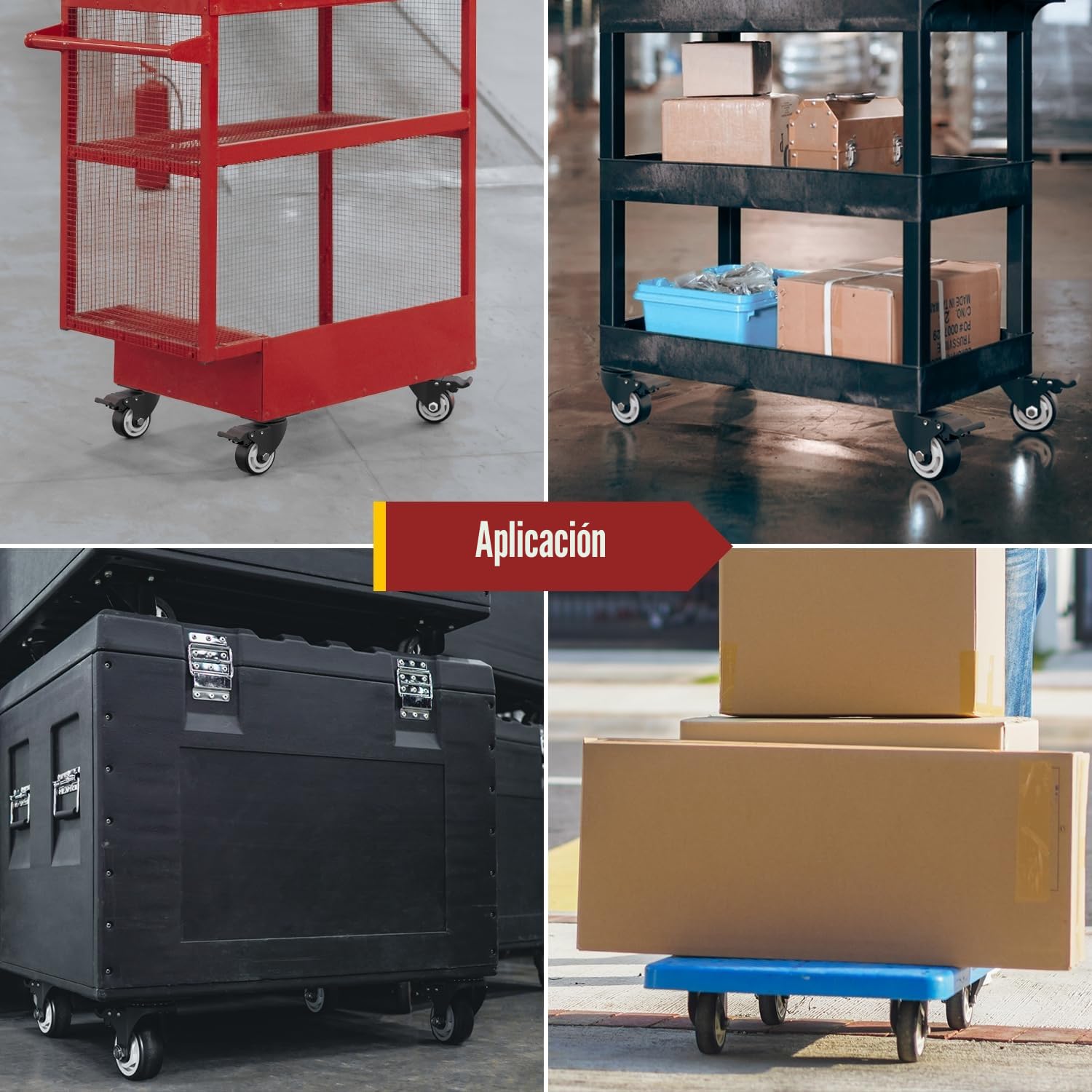 Ruedas Giratorias 100 mm - Ruedas para muebles pesados - Capacidad máxima de carga 600 kg (2 con freno y 2 sin freno)