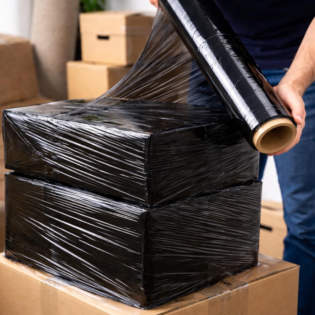 Stretchfolie 23my 500mm 2,5kg Palettenfolie Handfolie (schwarz)