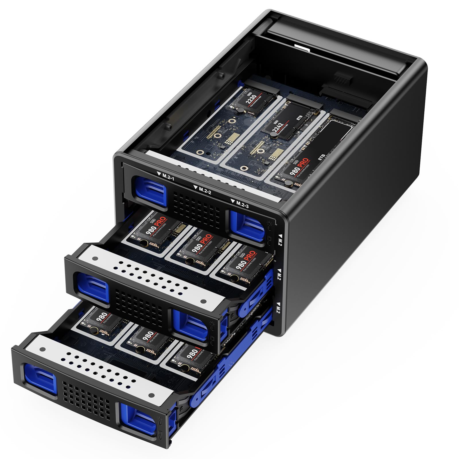 CENMATE 3*3 M / B+M Key M.2 NVMe Enclosure with Cooling Fan and USB A/C 3.2 Gen 2 (10Gbps), Hard Drive Enclosure Support 72TB(3*3*8TB 2230/2242/2260/2280/22110 SSDs)-image-46