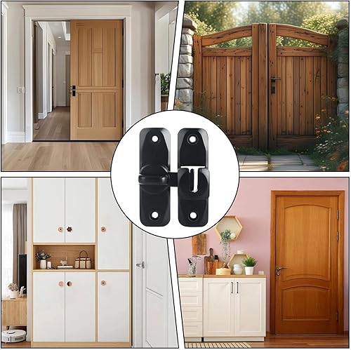 Miniatura 6 de STARVAST Cerradura de puerta de granero de 90180 grados, 4 pestillos de puerta abatibles de alta resistencia, pestillos de puerta corredera de