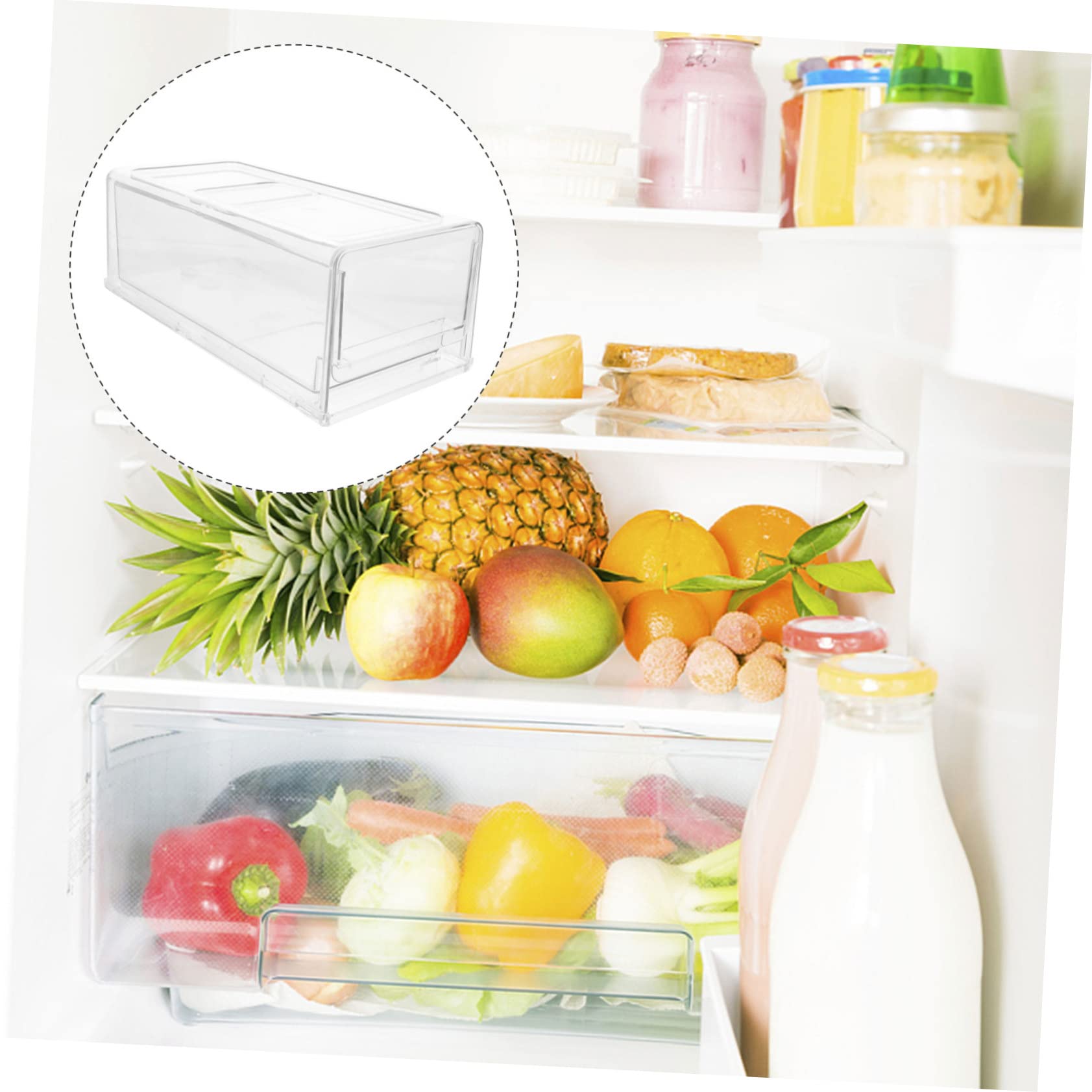 Stapelbare Kühlschrank Organizer mit Schublade Praktische Aufbewahrungsbox für Gemüse Obst und Lebensmittel Transparente Kühlschrankbox für Ordentliche Aufbewahrung