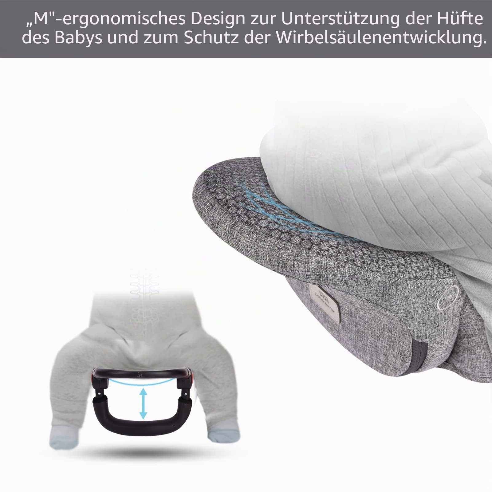 Bebamour Hipseat Babytrage 0-36 Monate, verstellbarer Taillenhocker, 3-in-1 Babytrage für Neugeborene bis Kleinkindersitz, New Light Grey