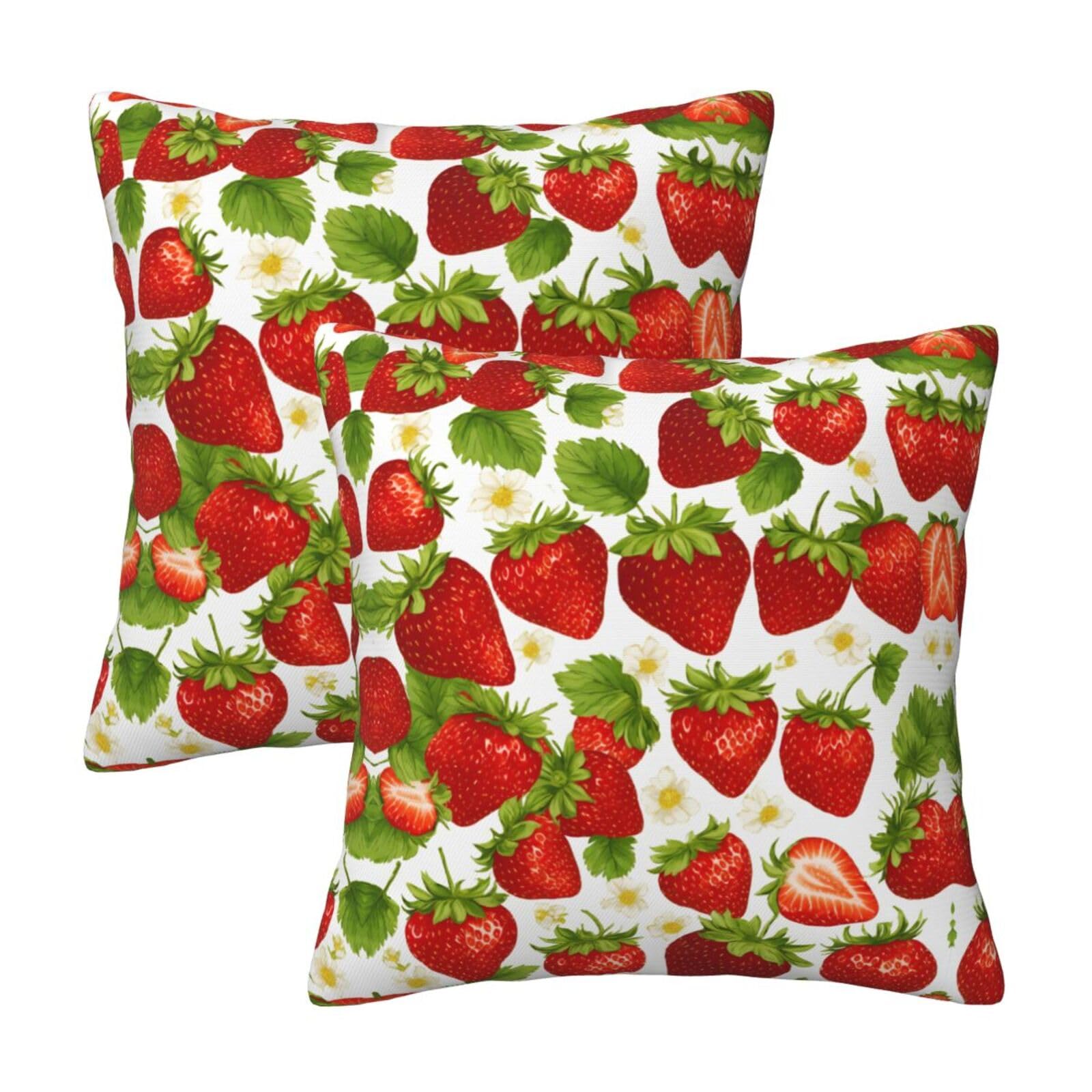 Kfjghhl Strawberry Throw Pillow Covers Decorative Farmhouse Couch Pillow Case 4 Sizes Square Cushion Pillcase