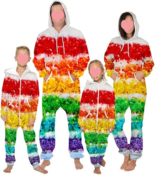 Morbuy Unisex Onesie with Hood for Children and Adults 3D Starry Sky Print Stylish Zip Playsuit Autumn Winter Warm Pyjamas Sleepwear, Galaxis
