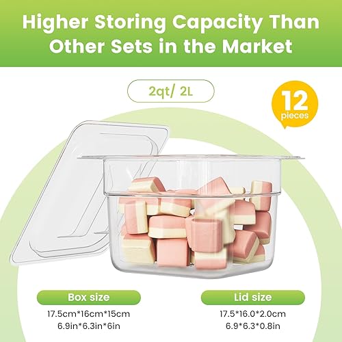 Miniatura 2 de 12 Pack Plastic Food Pan with Lid 1/6 Size 6 Inch Deep Restaurant Clear Food Storage Containers Polycarbonate Commercial Hotel Pans for Fruits 12 PCS
