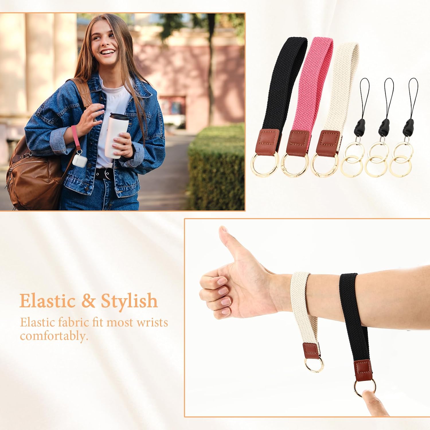 3 Pack Keychain Wristlet, Key Wrist Lanyard, Cute Short Wrist Strap for Car Keys Card Wallet for Both Women and Men - Image 5