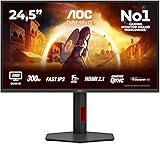 AOC Q25G4SR 24.5 inch WQHD Gaming Monitor 300Hz, Fast IPS Panel, 0.3ms MPRT, Adaptive Sync, HDR400, G-Sync Compatible, Height Adjustment, Speakers, (2560x1440 HDMI 2x 2.1 DP 1x 1.4) Black - 2