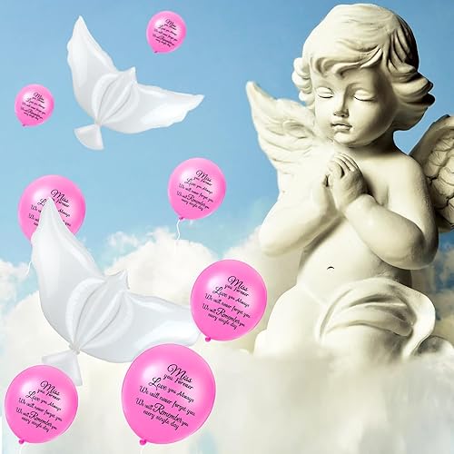 Miniatura 5 de Skylety 36 Piezas Globos Conmemorativos para Liberar en el Cielo en Memoria, Globos de Paloma de la Paz con Helio para Funerales, Condolencias,