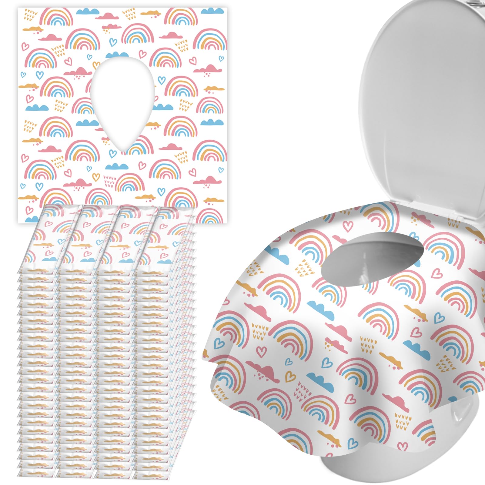 ZHOMA 100 Pack Toilet Seat Covers Disposable, Extra Large No-Slip Waterproof for Toddler Potty Training, Individually Wrapped Portable Travel