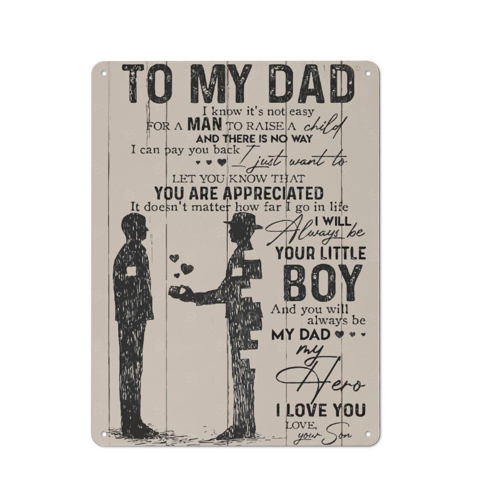 Junmoney Style-13 Workshop Style To My Dad Decorative Metal Plaque 40X30cm, Shed Wall Plaque For Tool Room, Garage, Studio Or Home Bar