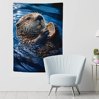 Sea Otter Tapestry 44”x60”, Large Wall Art Decor Wall Hanging Flag Backdrop for Living Room Dorm Office Bedroom Decor A1205