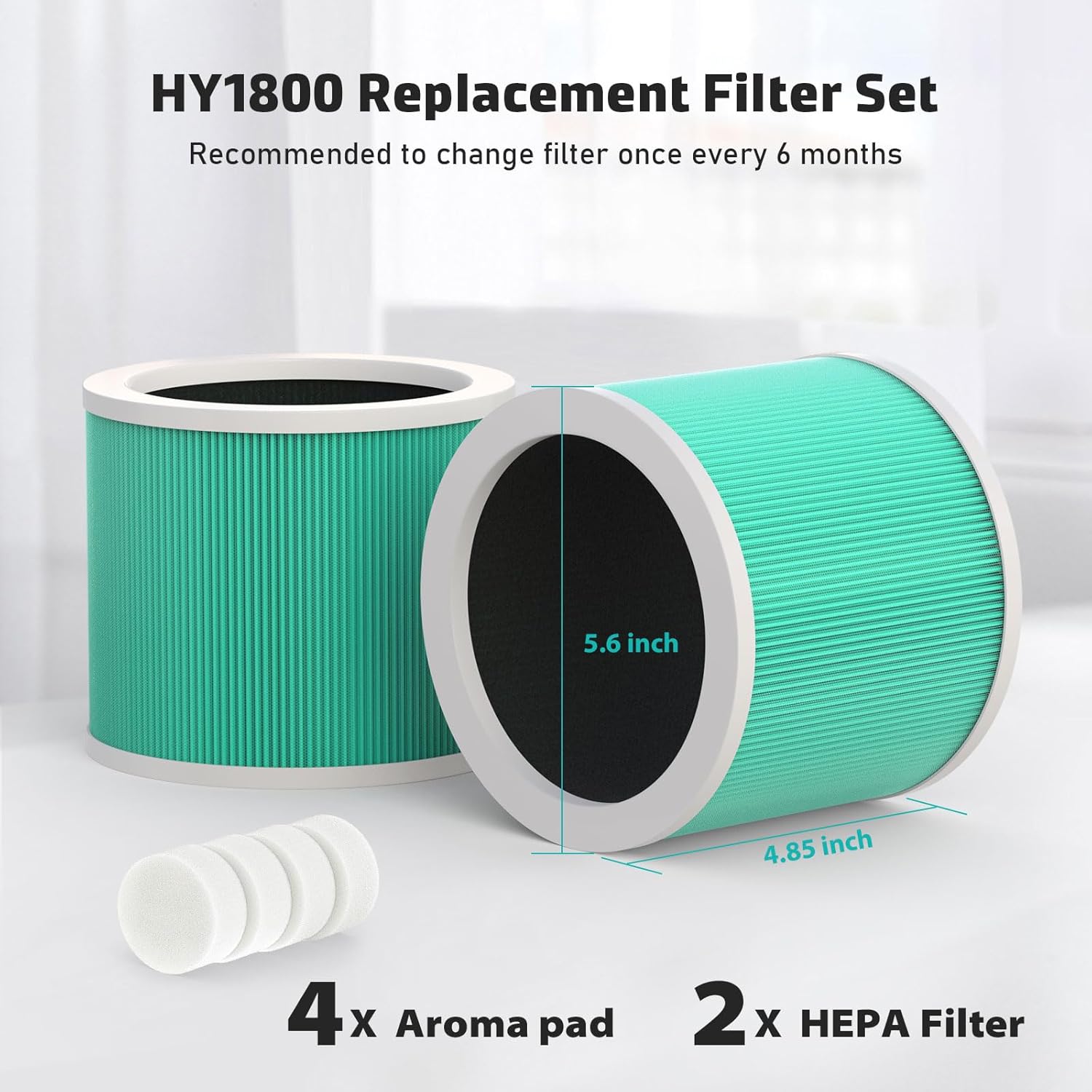 2 Pack HY1800 Replacement Filter Compatible with CHIVALZ/MORENTO/Loytio/Honeyuan/AYAFATO/IOIOW HY1800 Air Purifier, 3-in-1 Filter Replacement - Image 5