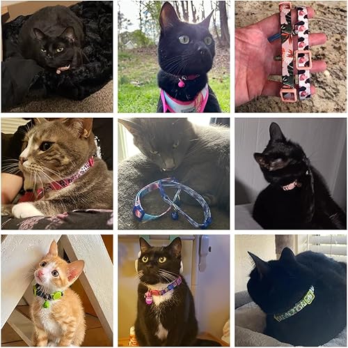Miniatura 9 de DILLYBUD Breakaway - Collares de gato para niñas y niños, collar de gato personalizado con varios patrones, paquete de 2, bonitas hebillas y