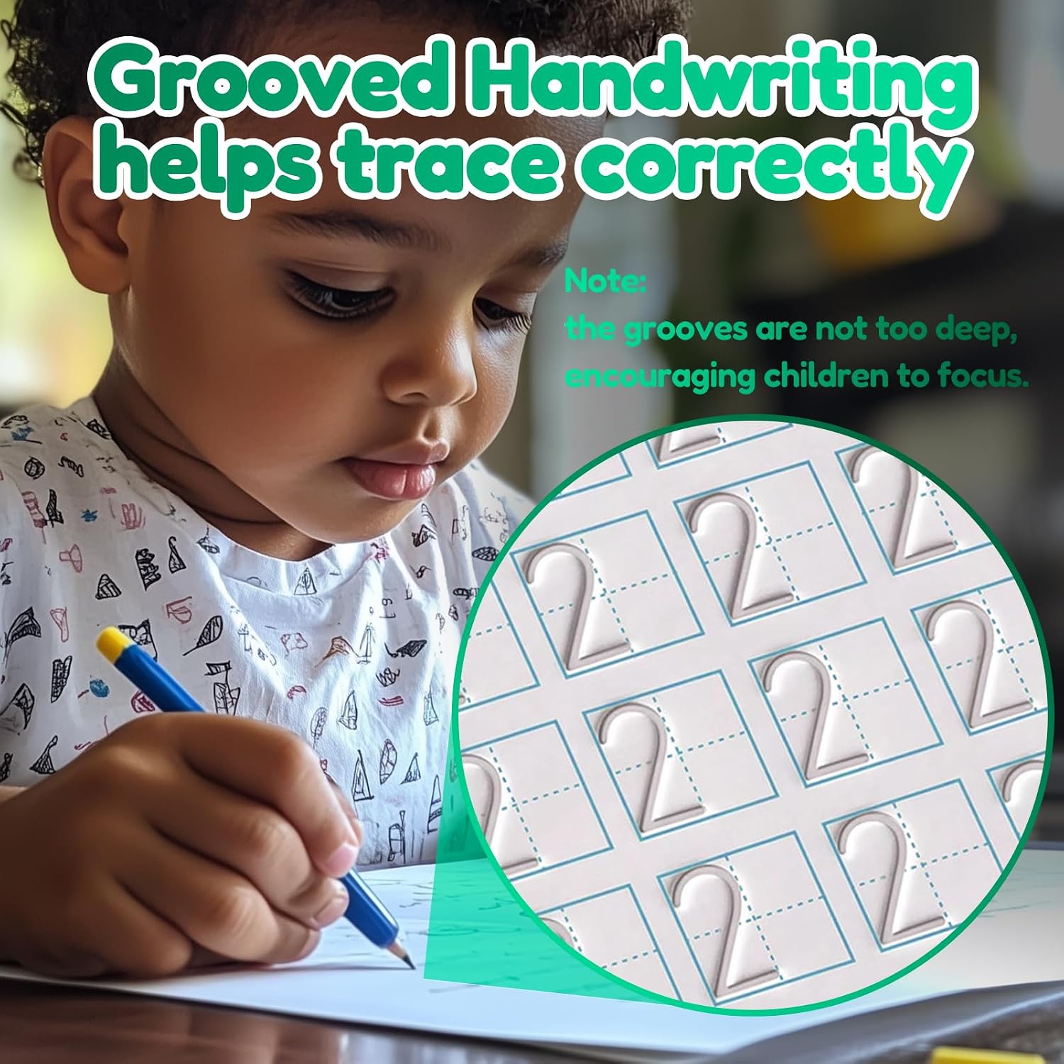 Magic Trace Trek Writing Practice for Kids - 4 English Grooved Workbooks, Pre K Reusable Tracing Practice Book, Handwriting Without Tears, Disappearing Pen Refill (English Pack of 4, Large)