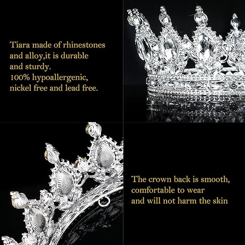 Miniatura 6 de COCIDE Corona plateada para mujer, tiara de boda de cristal y coronas para niñas, diadema de diamantes de imitación, accesorios para el cabello de
