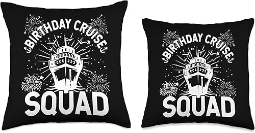 Miniatura 3 de Birthday Cruise Trip Sun Clothing & Designs Birthday Squad Memories Family Cruise Holiday Throw Pillow, 18x18, Multicolor