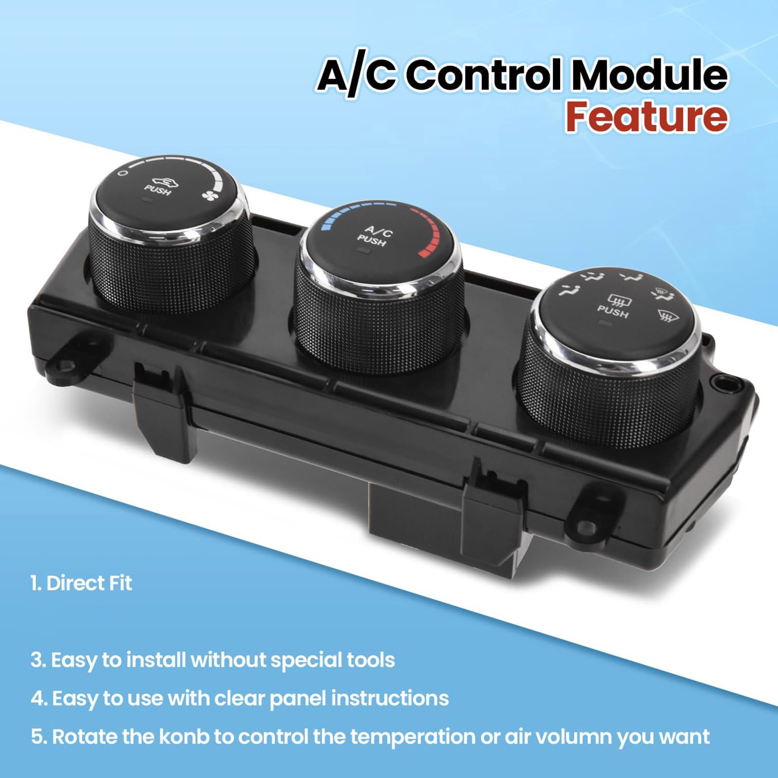 Direct Replacements HVAC - Módulo de control de clima para calefactor HVAC, panel de control de clima automotriz ABS fuerte para panel 68197433AB, fácil instalación