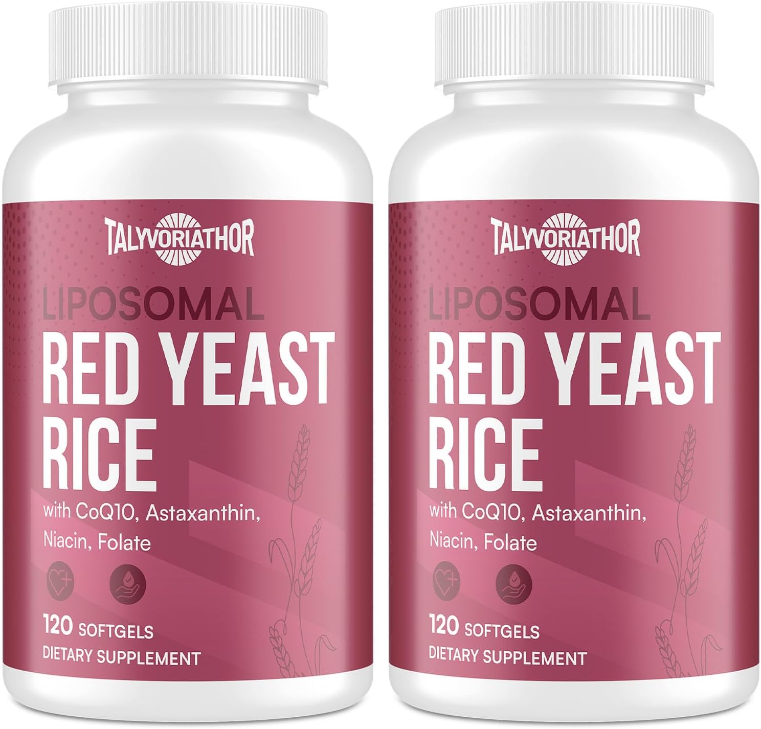 Liposomal Red Yeast Rice 1200mg with CoQ10 & Astaxanthin – Rice Yeast for Cholesterol, Cardiovascular & Metabolic Support – High Absorption – Citrinin-Free, 120 Softgels (2 Bottle)