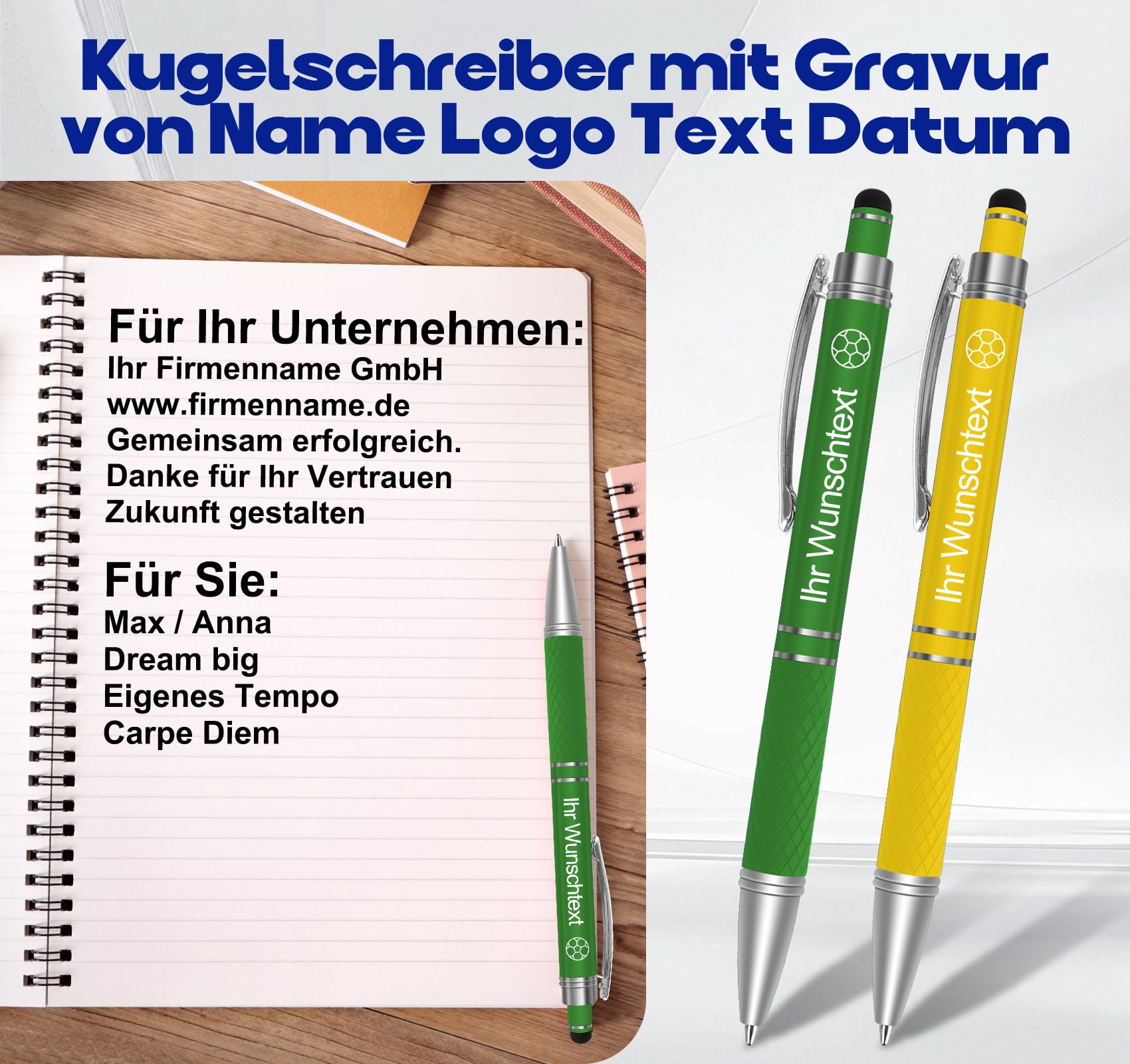 50er Kugelschreiber mit Gravur & Touchpen,Personalisiert Pen 1mm Strichstärke mit Wunschtext als Geschenke Glücksbringer Prüfung,Geschäftliche,Werbegeschenk,Werbeartikel,Abschiedsgeschenk